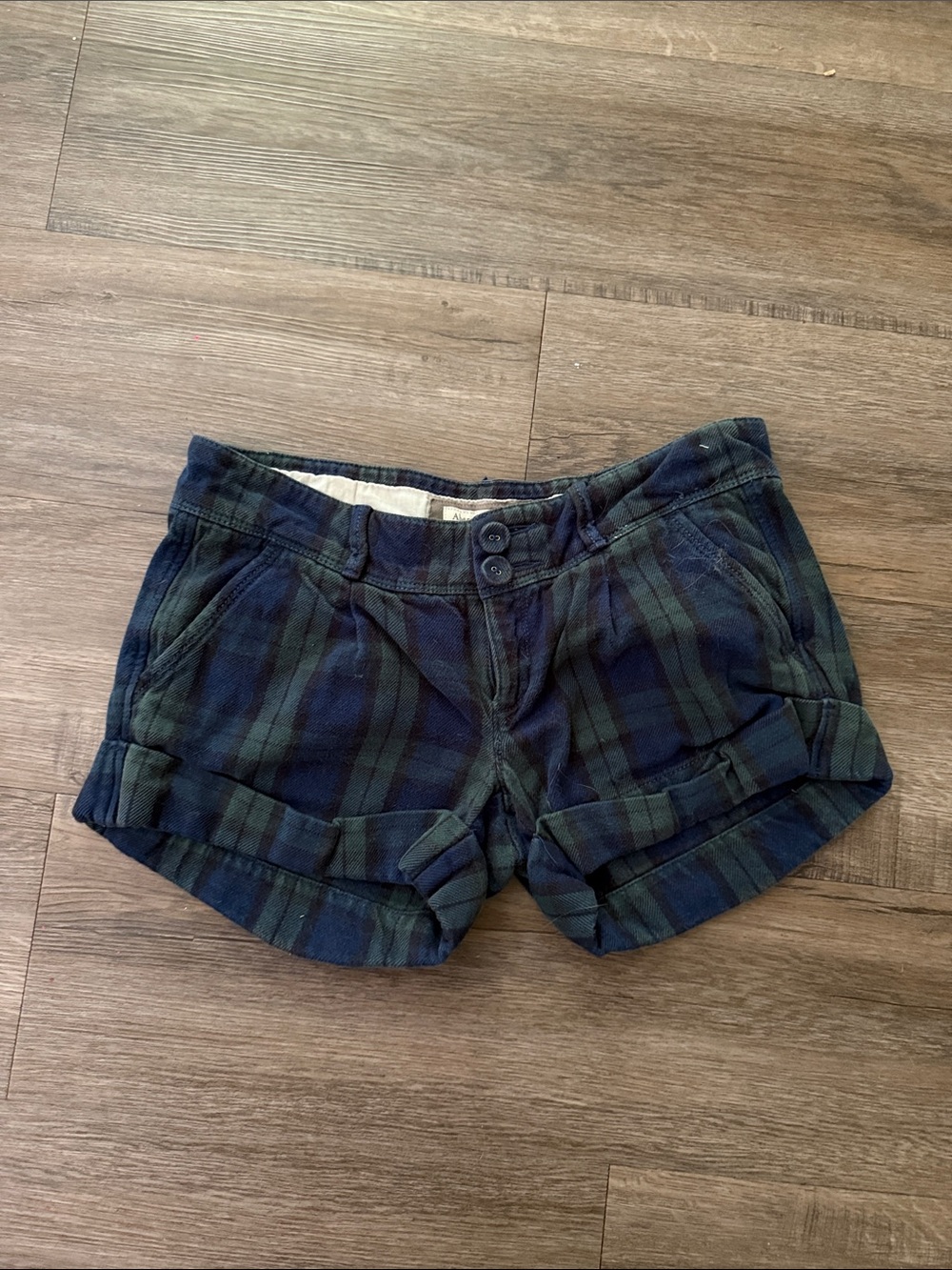 Abercrombie and Fitch plaided green blue shorts